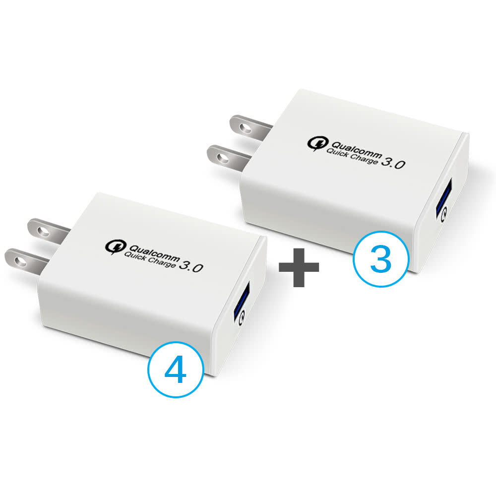 USB Fast Quick Wall Charger (18W: 5V, 9V, 12V / 4A) for Android phones or iPhone - Exinoz