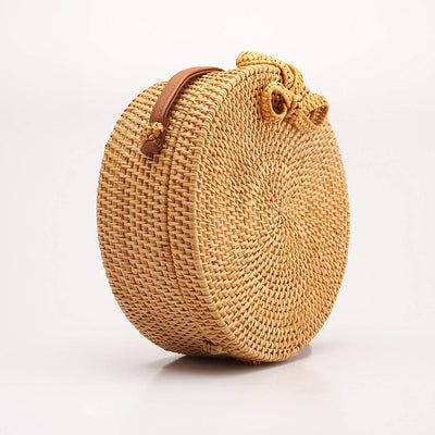 Handwoven Round Rattan Bag - Exinoz