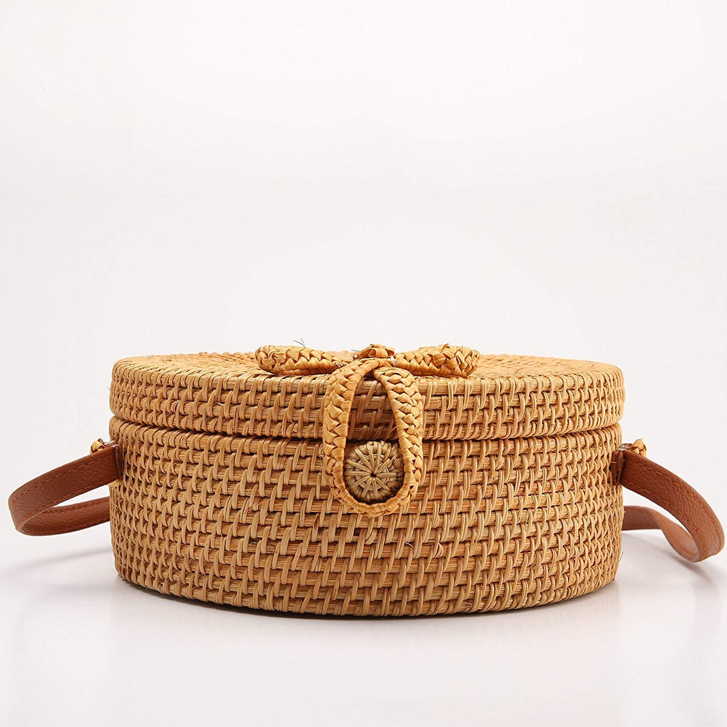 Handwoven Round Rattan Bag - Exinoz