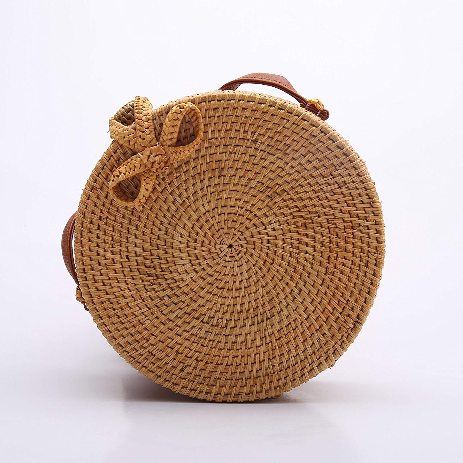 Handwoven Round Rattan Bag - Exinoz