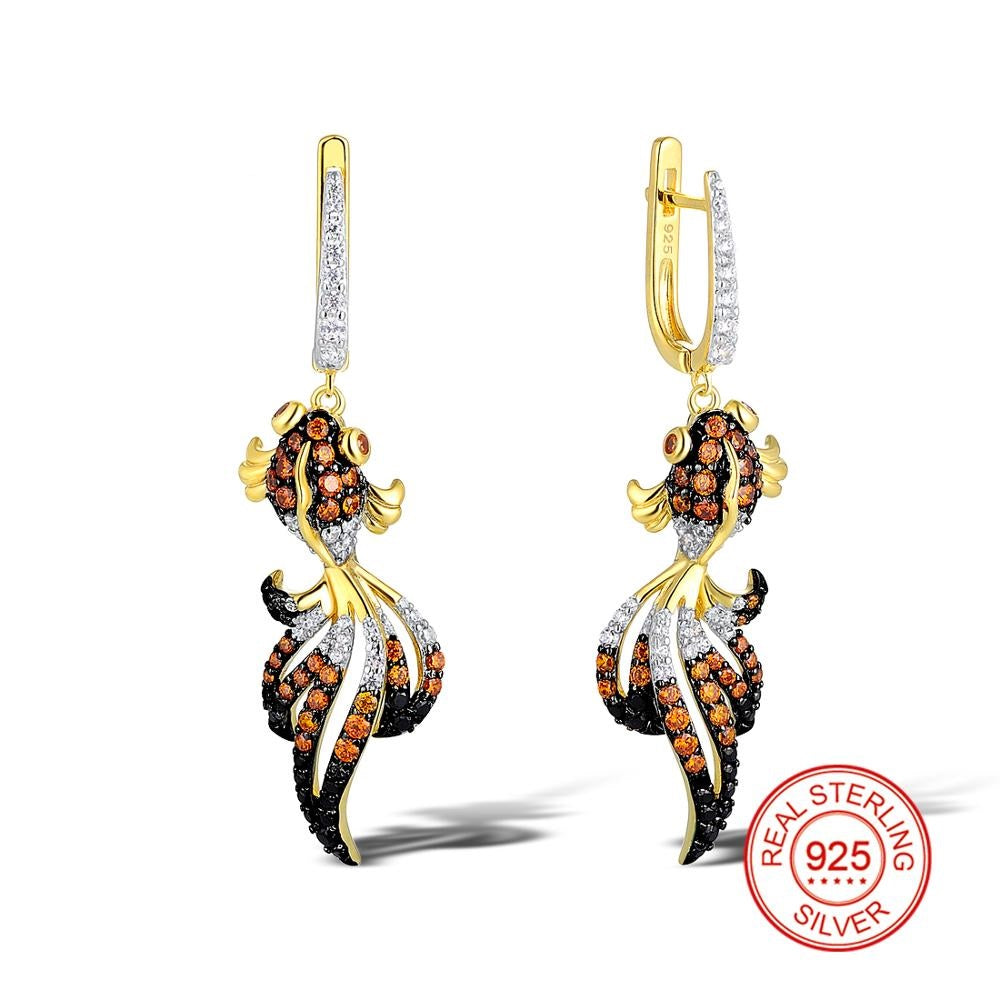 Silver Fish Dangle Earrings - Exinoz