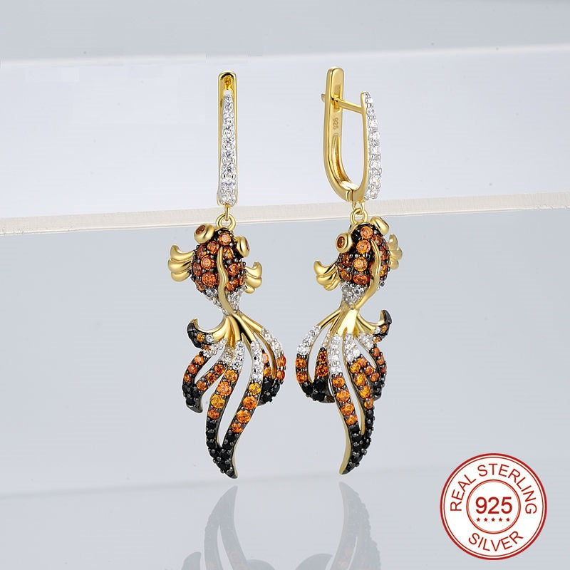 Silver Fish Dangle Earrings - Exinoz