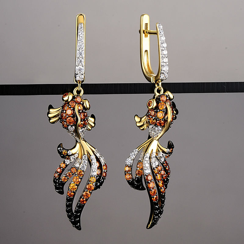 Silver Fish Dangle Earrings - Exinoz