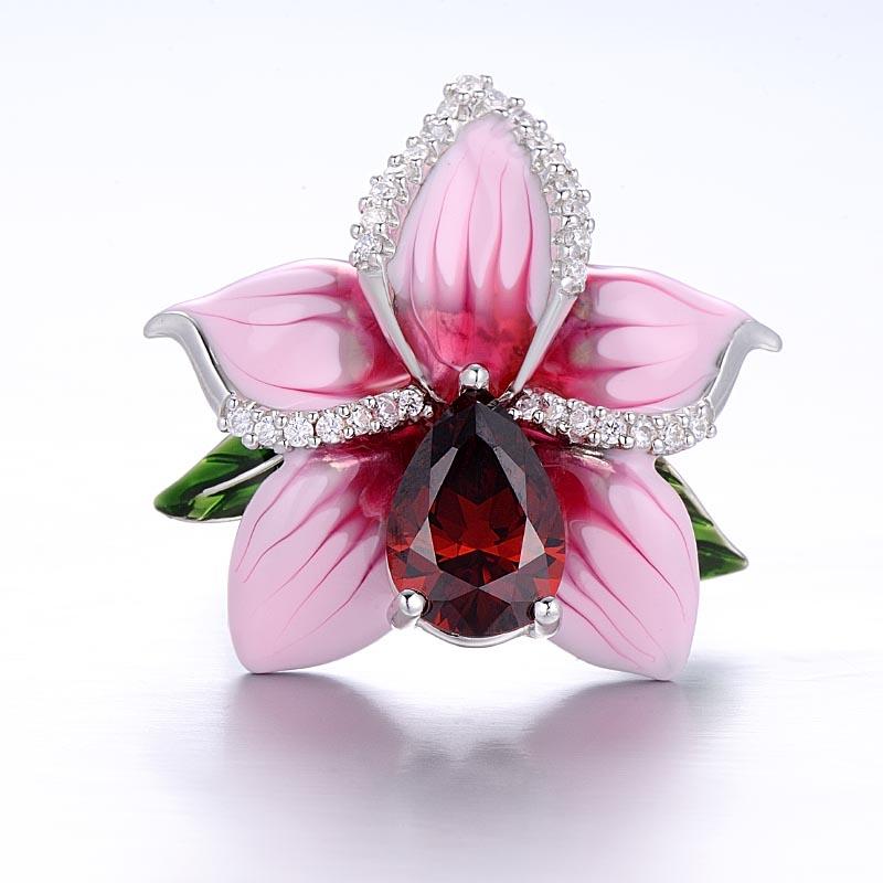 Cubic Zirconia Silver Flower Ring - Exinoz