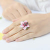 Cubic Zirconia Silver Flower Ring - Exinoz