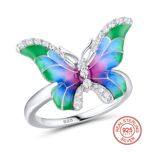 Silver Cubic Zirconia Butterfly Ring - Exinoz