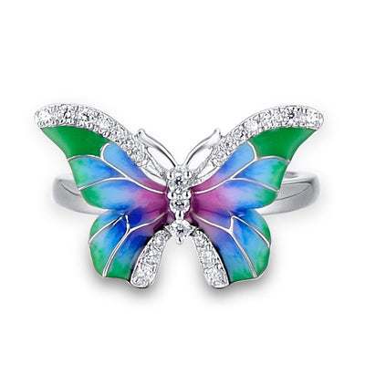 Silver Cubic Zirconia Butterfly Ring - Exinoz