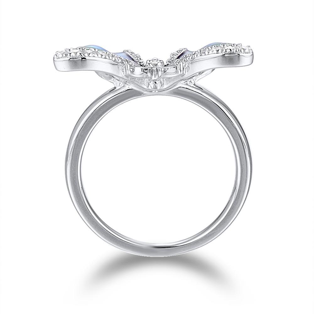 Silver Cubic Zirconia Butterfly Ring - Exinoz