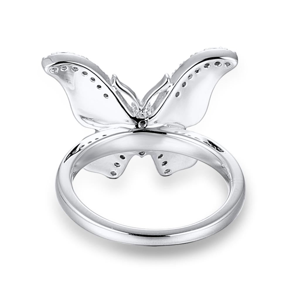 Silver Cubic Zirconia Butterfly Ring - Exinoz