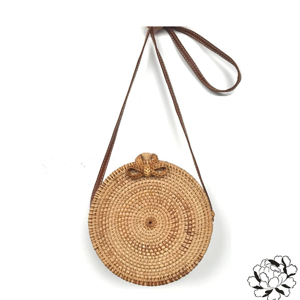 Handwoven Round Rattan Bag - Exinoz