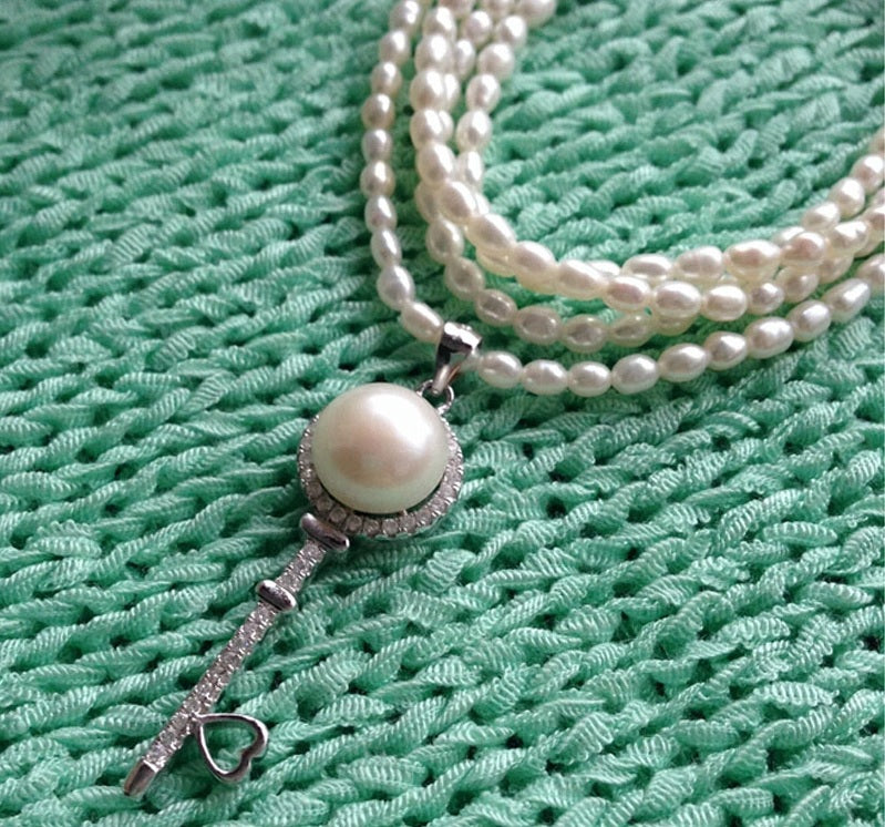 Long Multilayer Freshwater Pearl Necklace - Exinoz