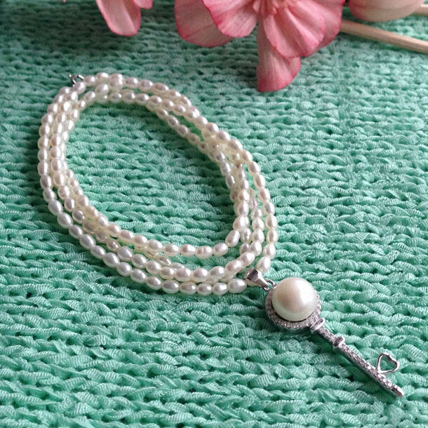 Long Multilayer Freshwater Pearl Necklace - Exinoz