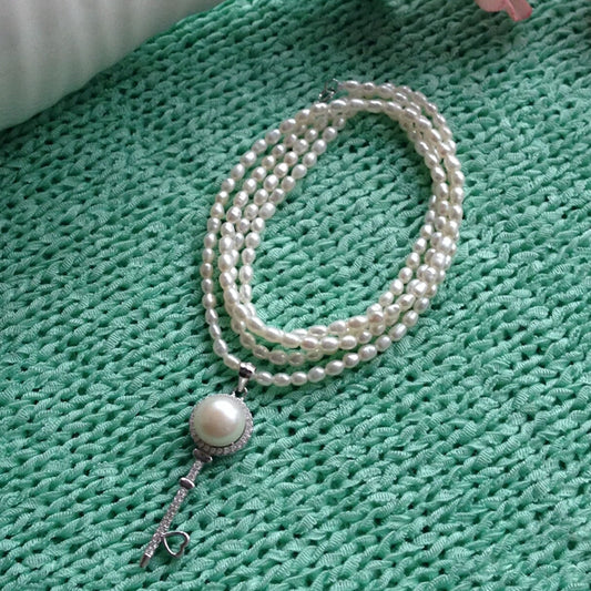 Long Multilayer Freshwater Pearl Necklace - Exinoz