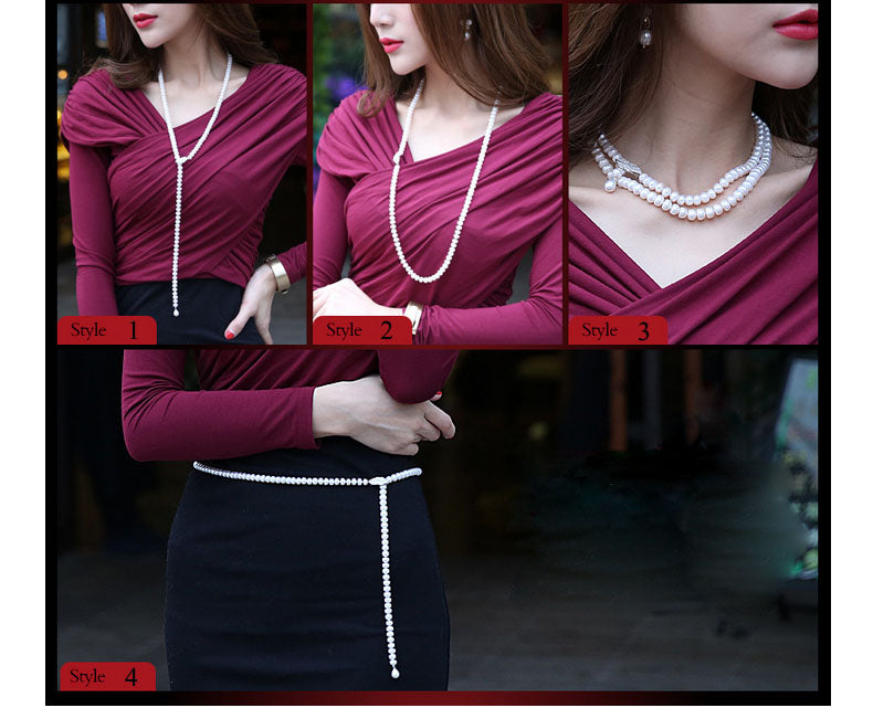 Genuine Freshwater Pearl Long Necklace - Exinoz