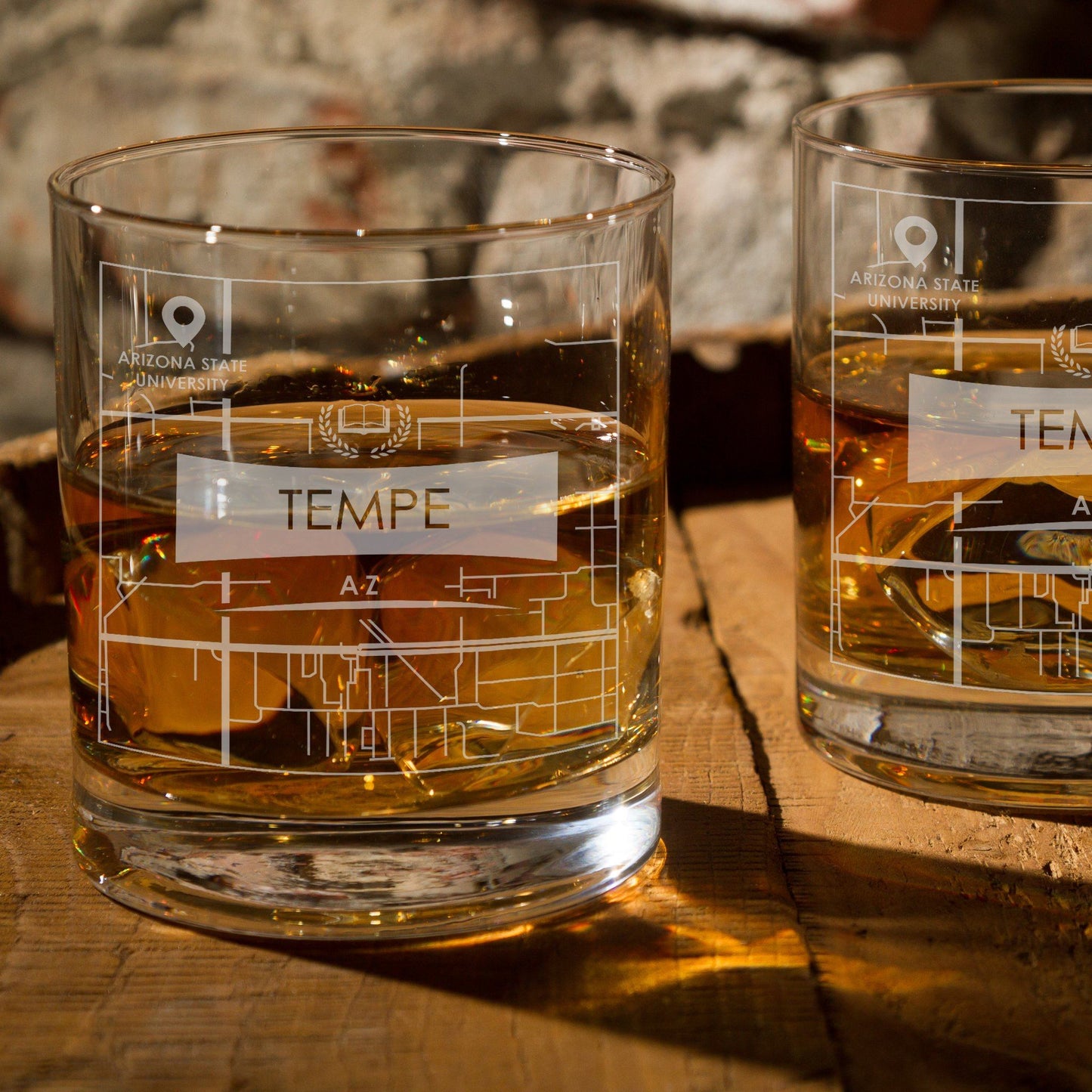 ARIZONA AZ ETCHED CITY MAP GLASSES (Set of Two) - Exinoz