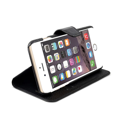 iPhone 6 / iPhone 6S Leather Wallet Case [BLACK] - Exinoz