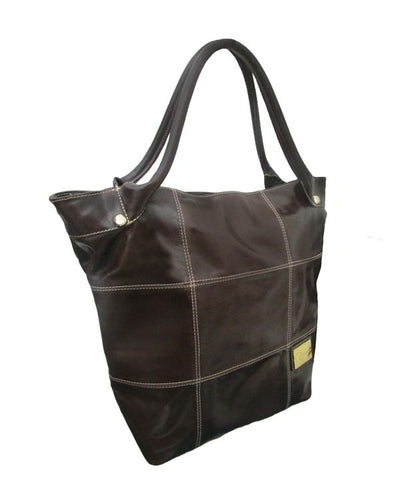 Leather Squares Tote Bag - Exinoz