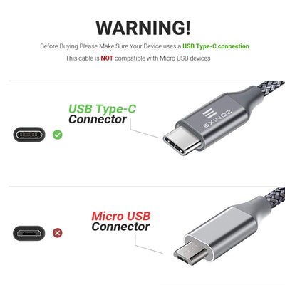 Exinoz USB Type C Cable Fast Charging USB C Cable (3 Pack Bundle + 1 Bonus) - Exinoz
