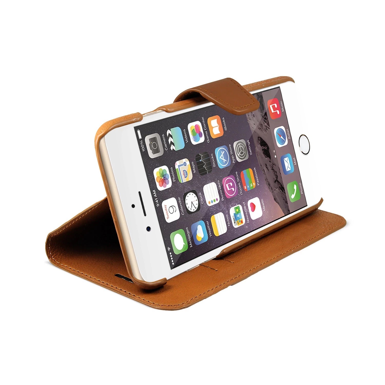 iPhone 6 / iPhone 6S Leather Wallet Case [BROWN] - Exinoz