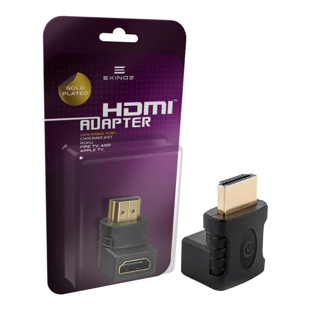 EXINOZ 90 Degree HDMI Adapter for Chromecast, Roku, Fire TV or Apple TV - Exinoz