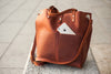 Genuine Leather Tote with External Pockets - Exinoz