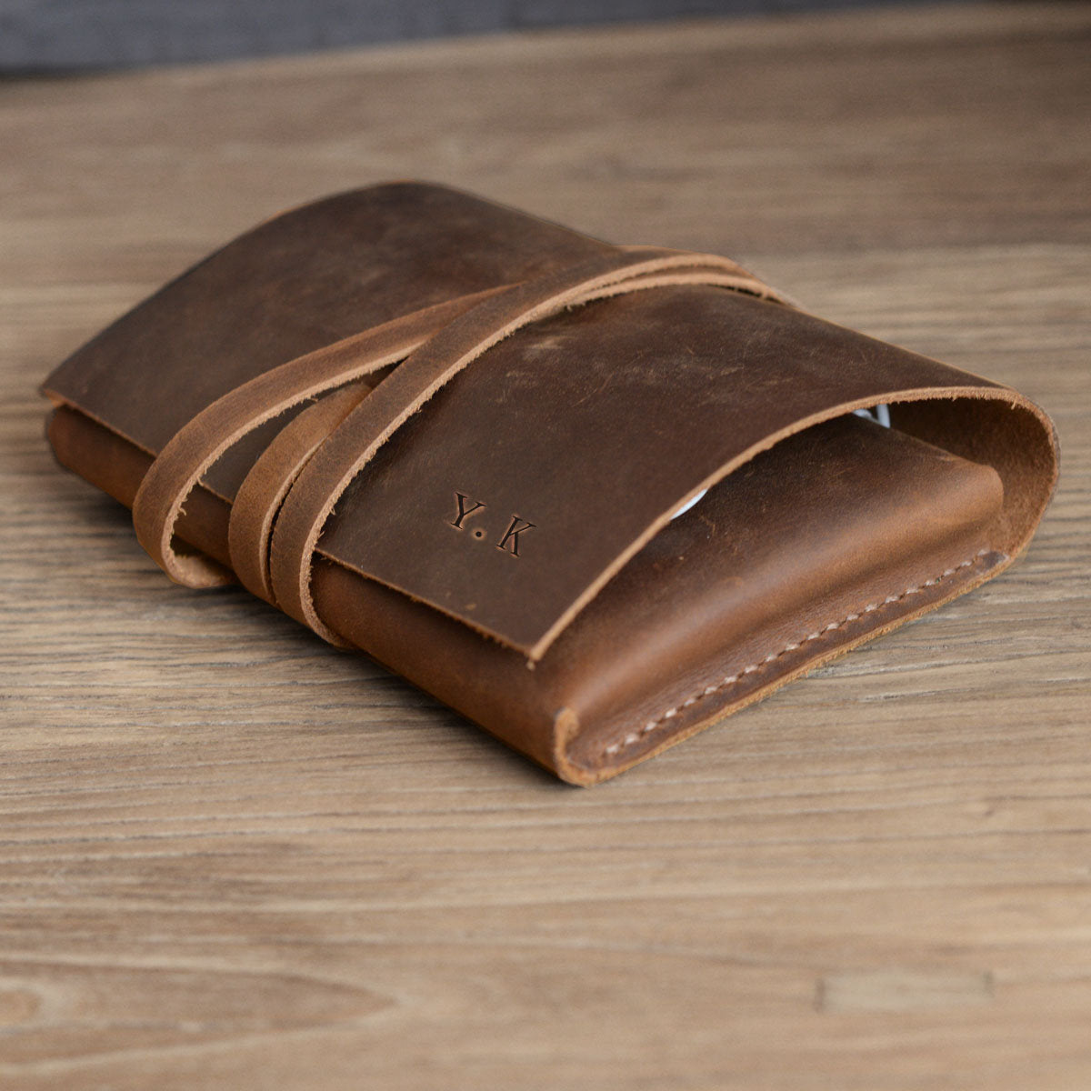 Handmade Personalized Leather Cable Cord Organizer Pouch - Exinoz