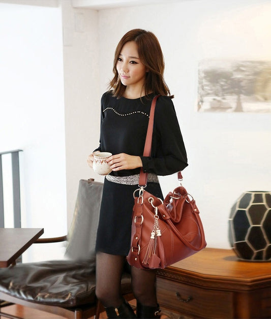 Luxury Women's Leather Tote Crossbody Handbag - Exinoz