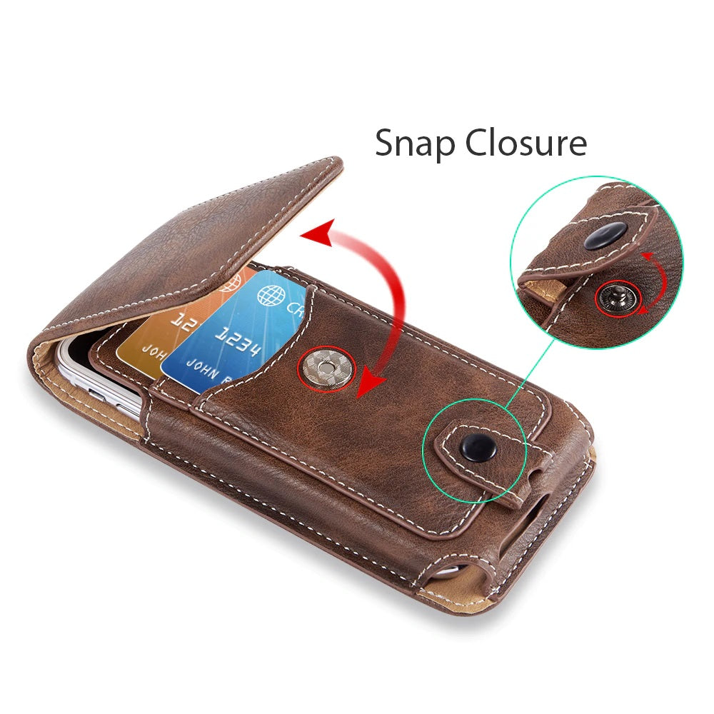 Universal Leather Phone Wallet with Belt Clip Pouch Case (iPhone X / XS / XS Max / XR / 6 / 7 / 8 and Samsung) - Exinoz