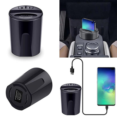 10W Car Wireless Charger Cup with USB Output - Exinoz