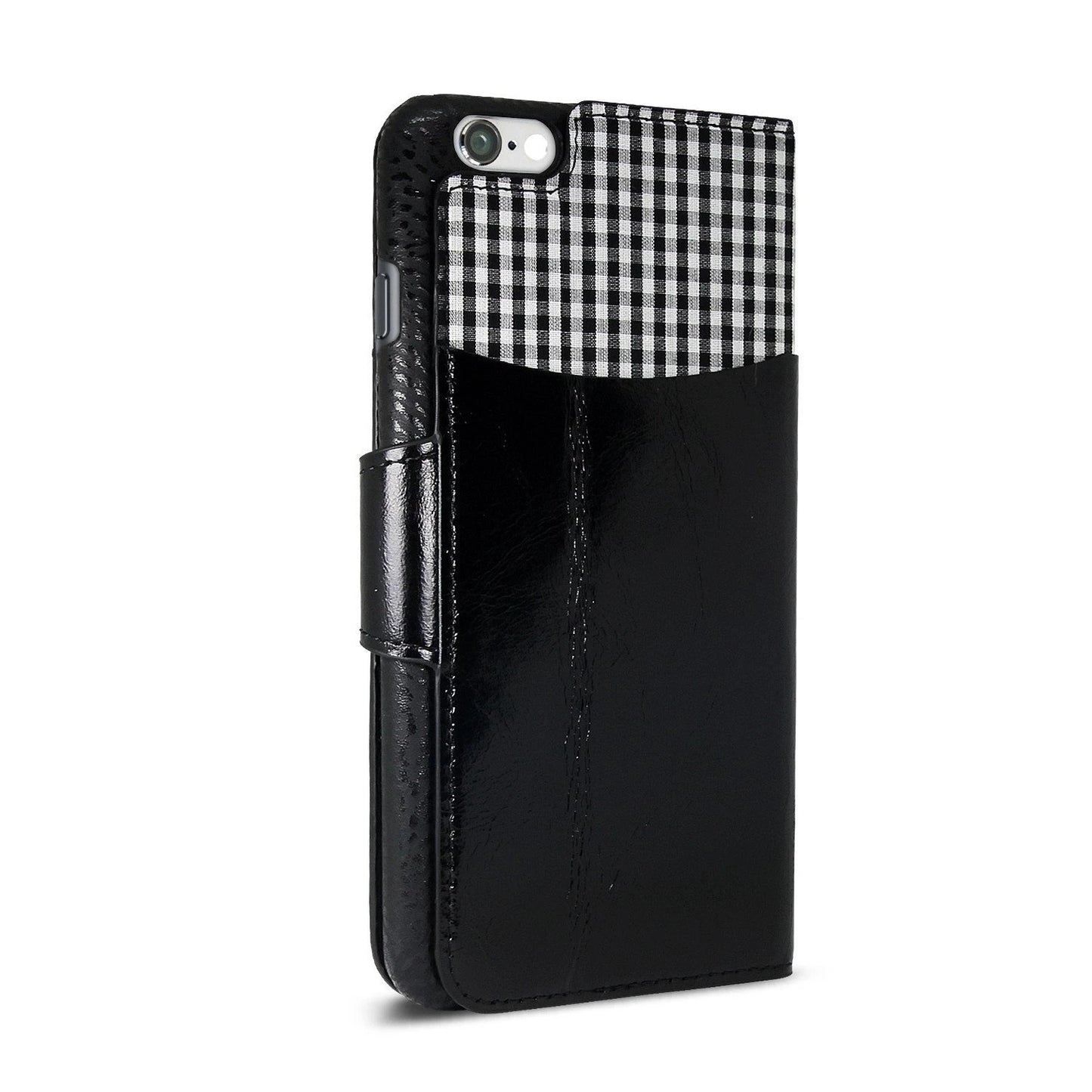 Exinoz iPhone 6S Plus Case, 100% Genuine Leather Wallet Case [BLACK] - For Apple iPhone 6 Plus and iPhone 6S Plus 5.5" Devices - Exinoz