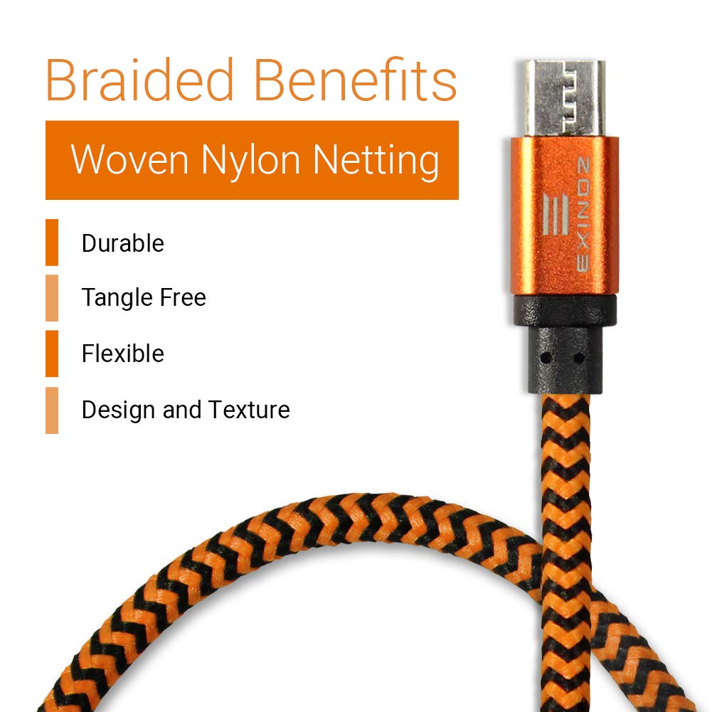 8inch Braided Micro USB Cable - Exinoz