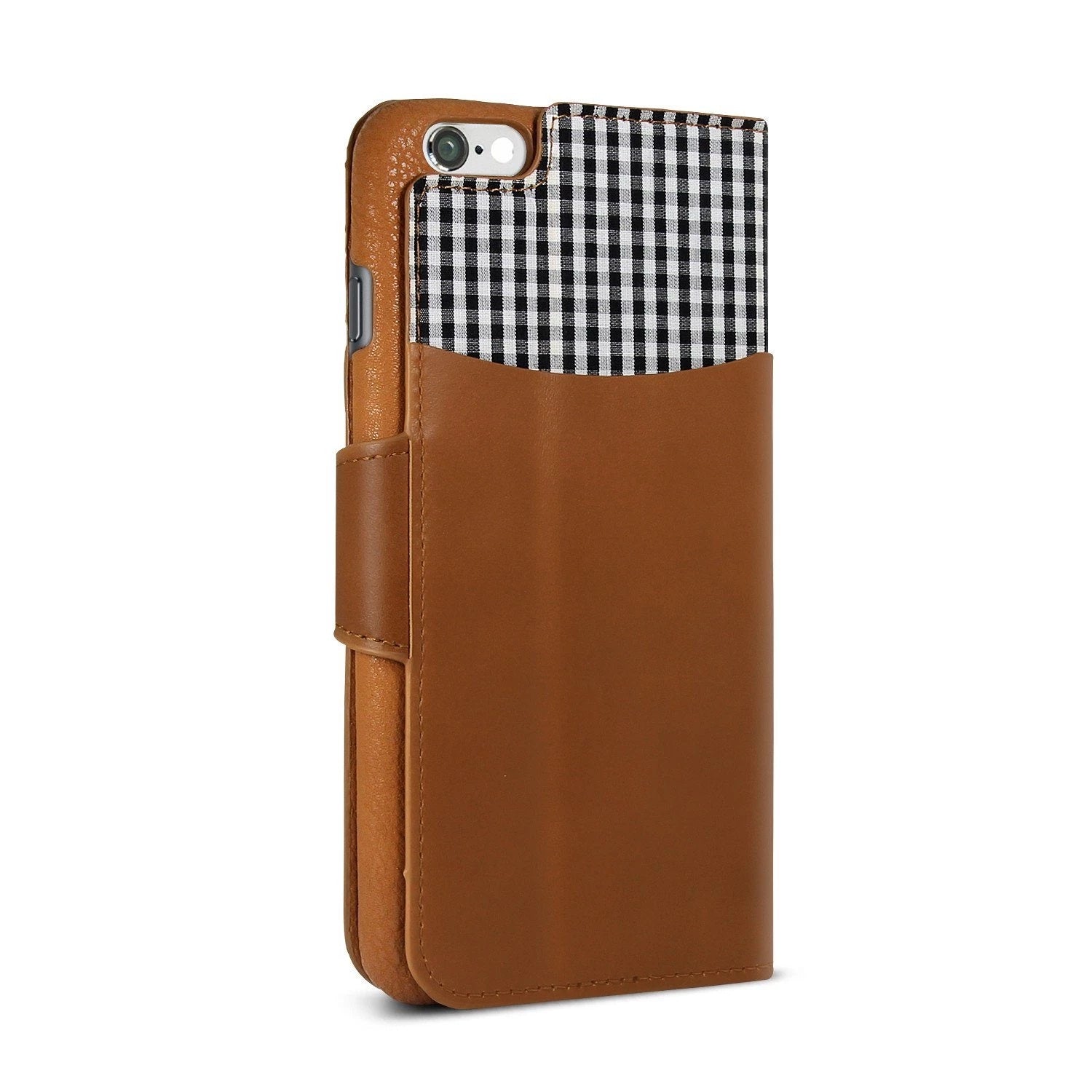Exinoz iPhone 6S Plus Case, 100% Genuine Leather Wallet Case [BROWN] - For Apple iPhone 6 Plus and iPhone 6S Plus 5.5" Devices - Exinoz