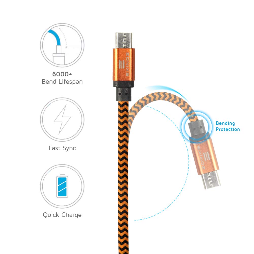 8inch Braided Micro USB Cable - Exinoz