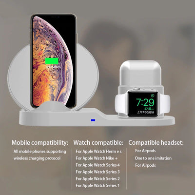 Wireless Charger for iPhone and Android devices 3 in 1 Charging Pad - Exinoz