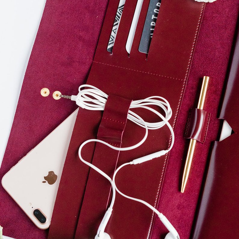 Vegan Leather iPad Pro Case Purse Organizer (Handmade) - Exinoz