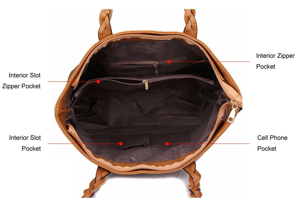 Vintage Women Leather Shoulder Bag Large - Exinoz