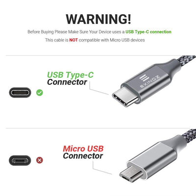 Exinoz USB Type C Cable Fast Charging USB C Cable - 10 Pack - Exinoz