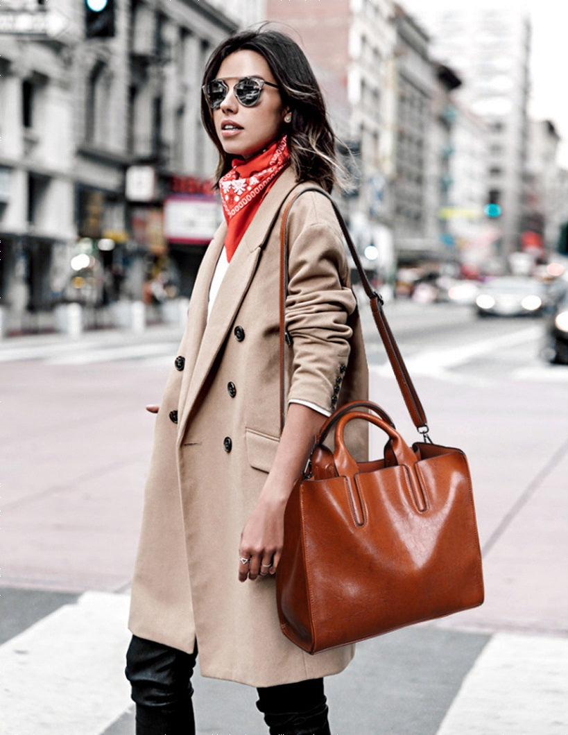 Women's Leather Casual  Handbag Large