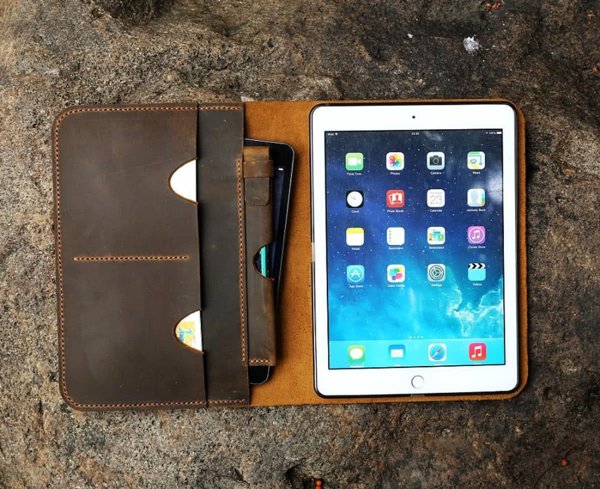 Genuine Leather iPad Cover Case Organizer for iPad Pro 9.7", 11", & 12.9" - Exinoz