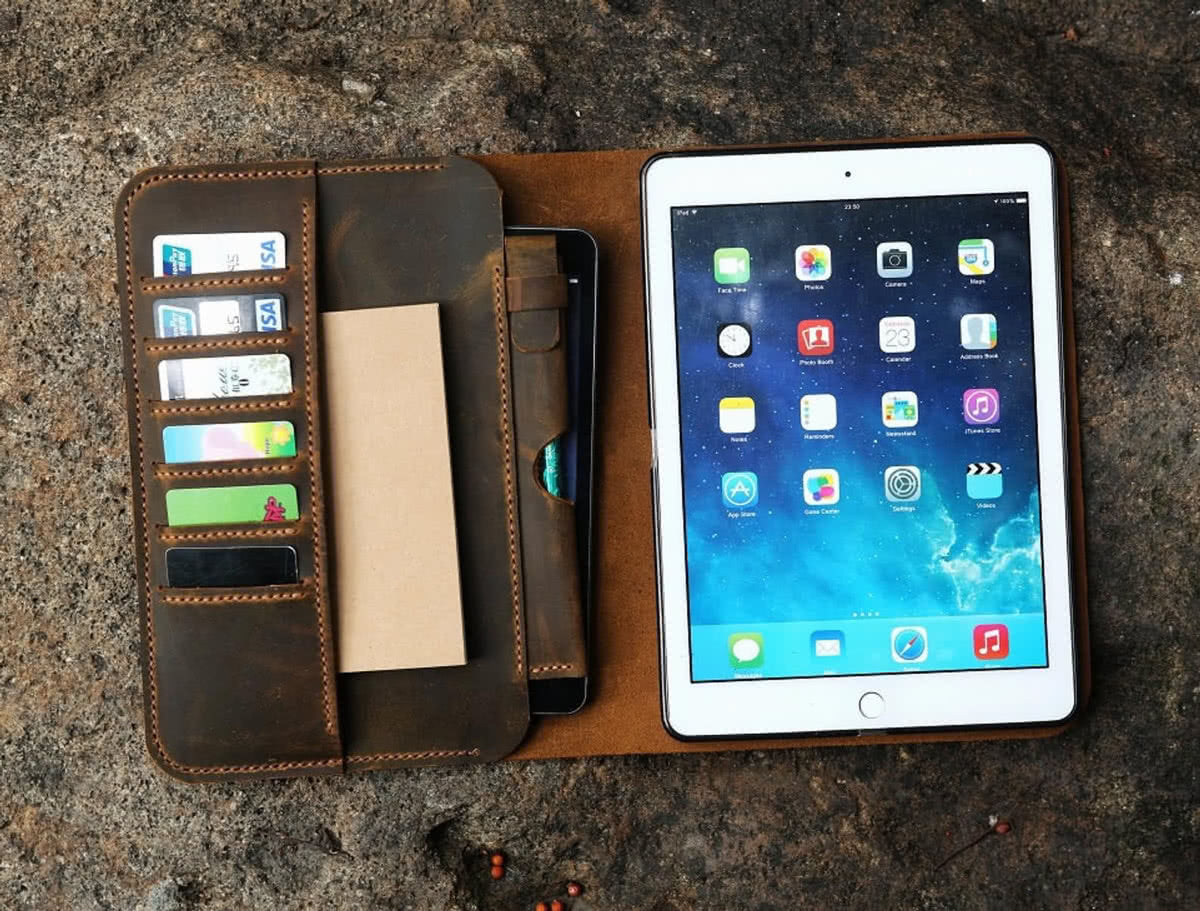Genuine Leather iPad Cover Case Organizer for iPad Pro 9.7", 11", & 12.9" - Exinoz