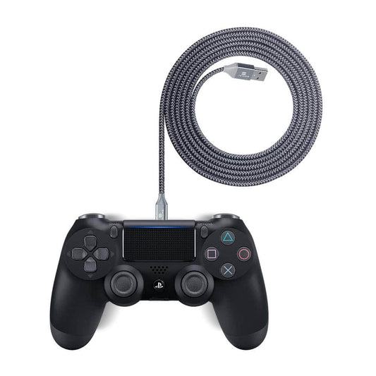 EXINOZ® Micro USB to USB 2.0 Nylon Braided Fast Charging Cable for PS4 DualShock and Xbox One Controller | Ideal Length USB Cord for Playstation 4 and Xbox - Exinoz