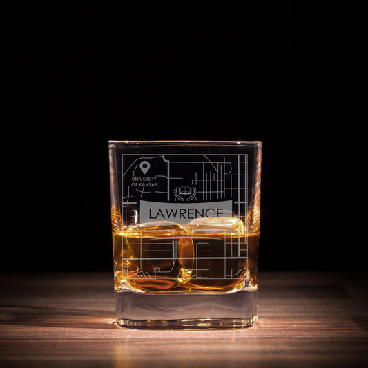 KANSAS KS ETCHED CITY MAP GLASSES (Set of Two) - Exinoz