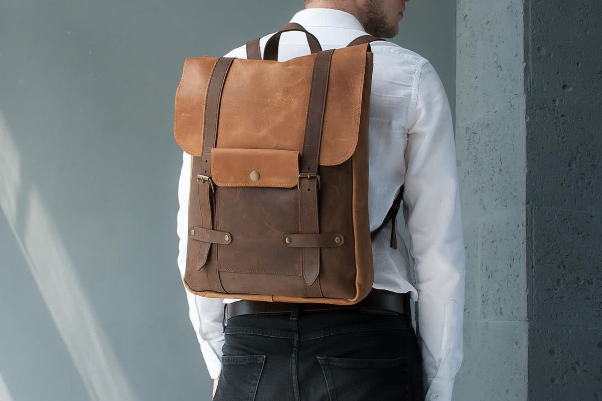 Genuine Leather Laptop Backpack - Exinoz