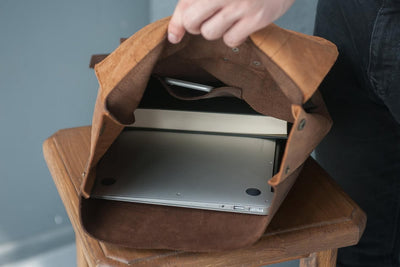 Genuine Leather Laptop Backpack - Exinoz