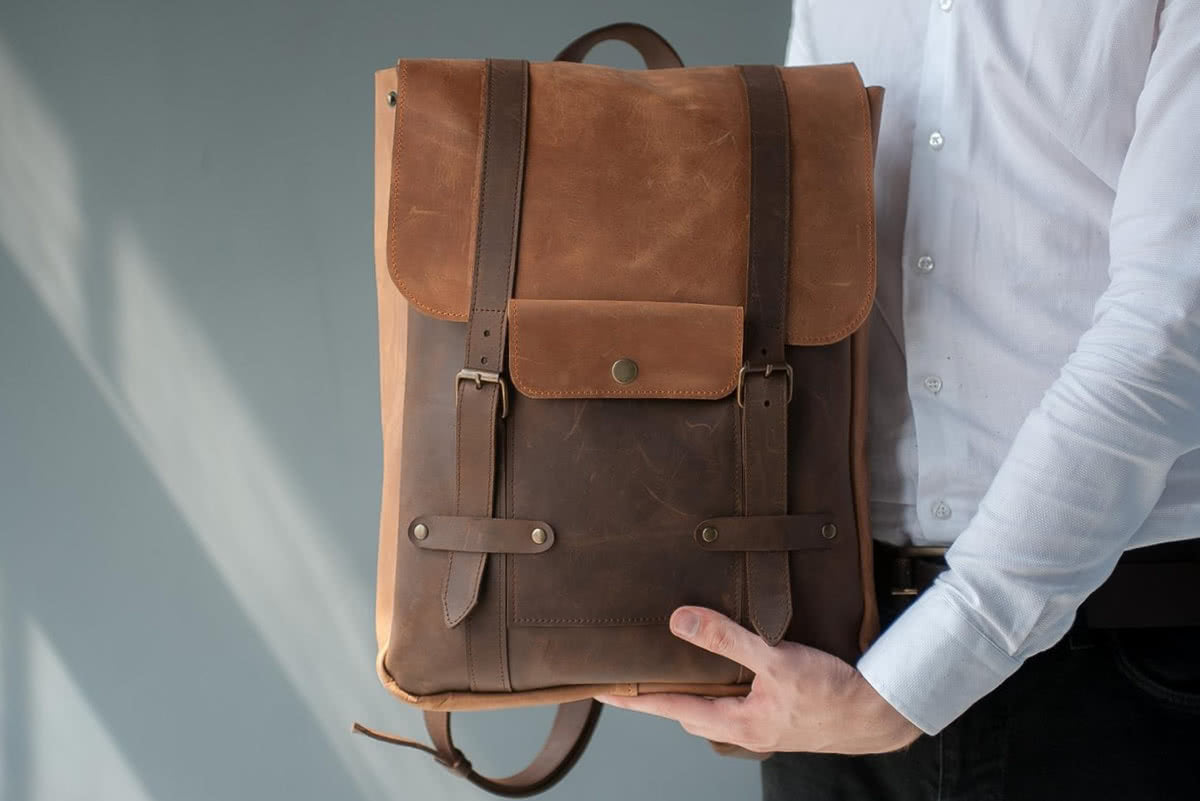 Genuine Leather Laptop Backpack - Exinoz