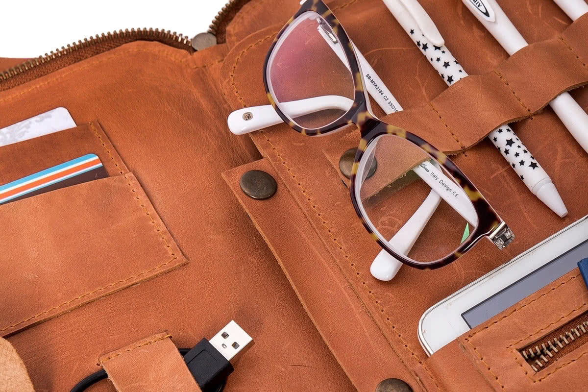 Leather MacBook Tech Organiser Case - Exinoz