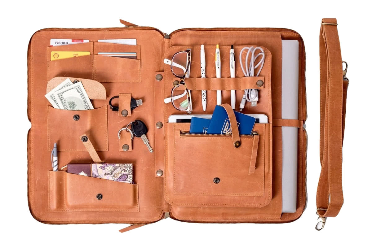 Leather MacBook Tech Organiser Case - Exinoz