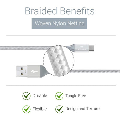 Exinoz USB Type C Cable Fast Charging USB C Silver Cable (Bonus Special Offer) - Exinoz