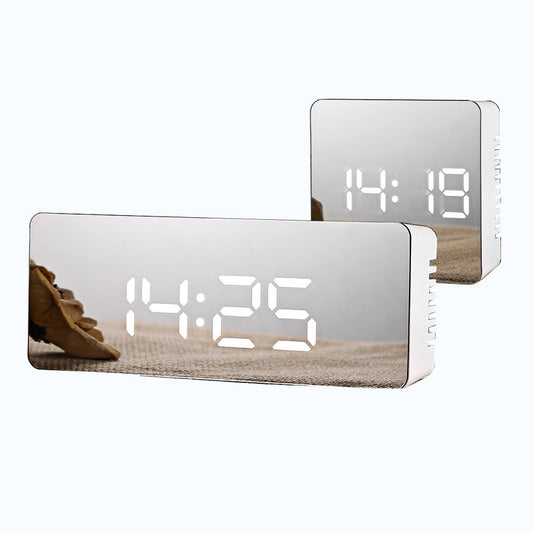 LED Mirror Night Clock with Temperature Display