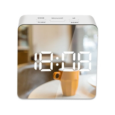 LED Mirror Night Clock with Temperature Display